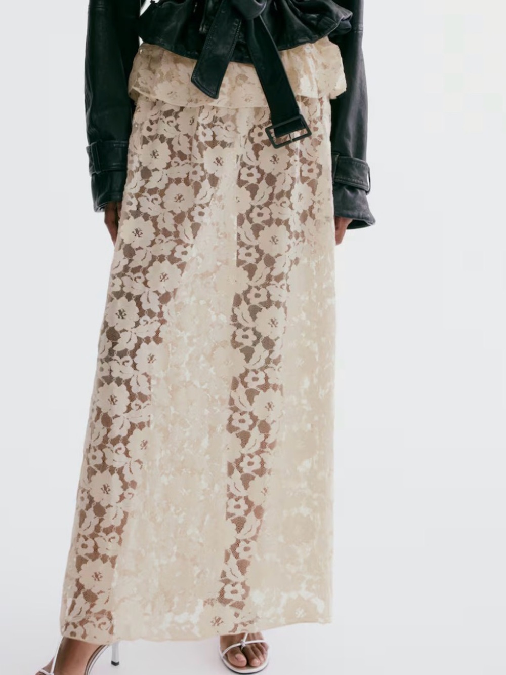H&M Cream Lace Maxi Coverup Skirt